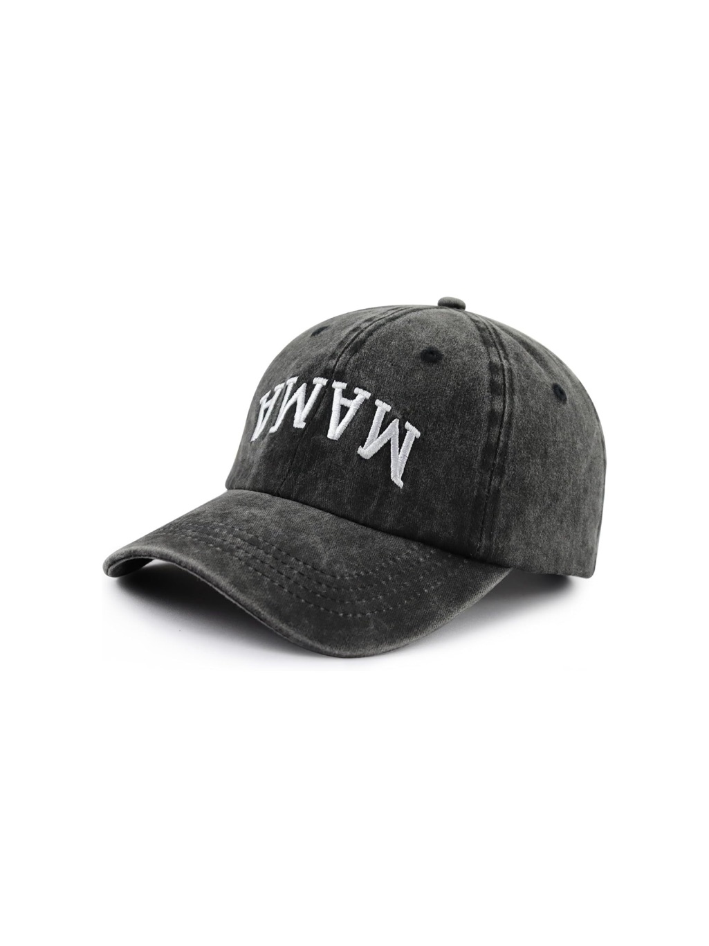 Nwot Mama Embroidered Distressed Hat - Charcoal Gray New